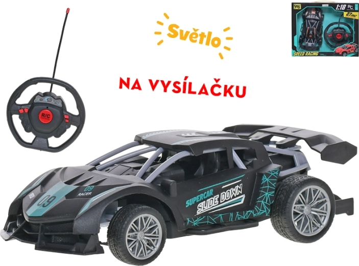 R/C racerbil 1:18 med lyseffekter, 27 MHz