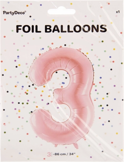 Folieballon tal 3 pink 86 cm