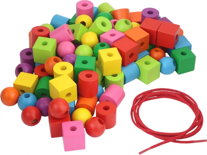 Farverige træk maxi perler med snøre 92 stk