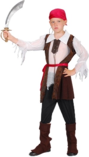 Karnevalskostume pirat til børn størrelse M (120–130 cm) - 1 stk.