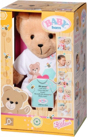Bamse BABY Born i hvidt tøj