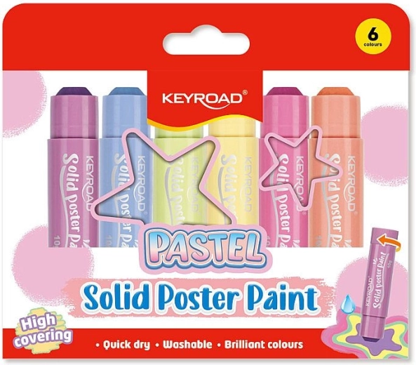 Faste temperafarver KEYROAD i pastelfarver - 6 stk.