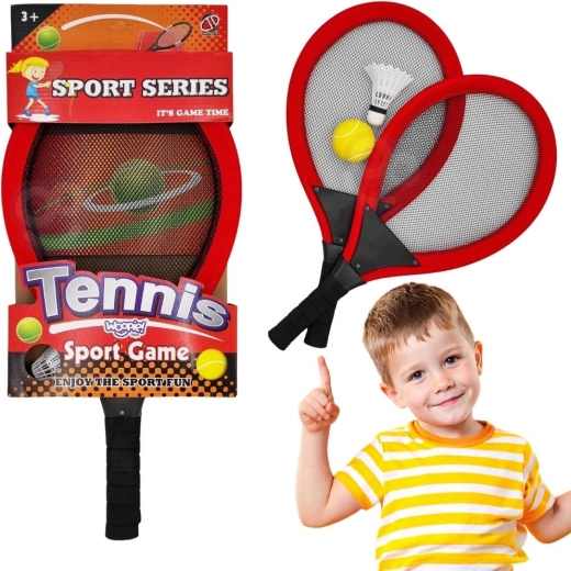 WOOPIE store tennis- og badmintonketchere til børn med sæt med bold og fjerbold