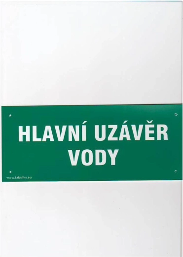 Skilt hovedvandhane plast 210 × 87 mm