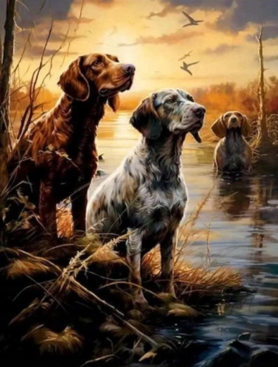 Maling efter tal Hunde i vådområder 40 × 50 cm NORIMPEX