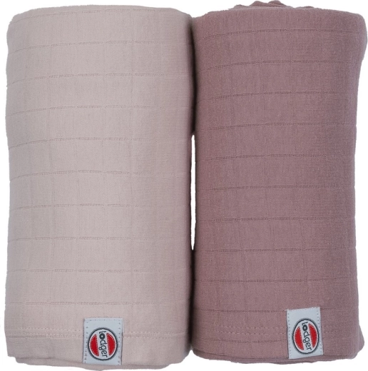 Lodger Swaddler Solid bomuldssvøb Powder/Rose 110 × 110 cm (2 stk.)