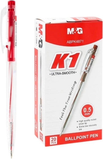 Kuglepen M&G K1 0,5 mm – rød refill