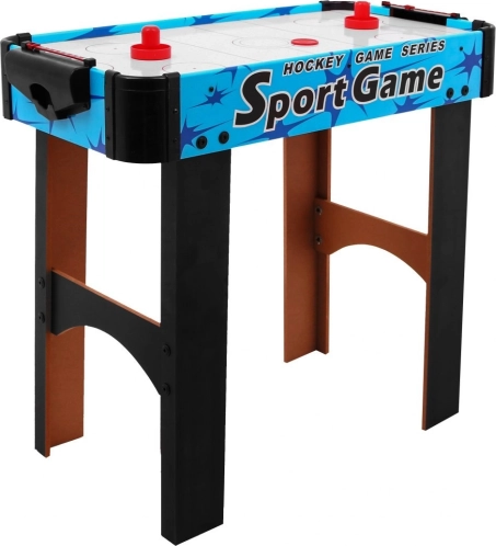 Airhockey pro til børn med trælook, ventilator og tilbehør – Blå
