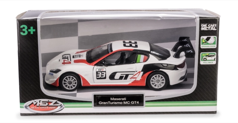 Bilmodel Maserati GranTurismo MC GT4 1:43 med pull-back drift
