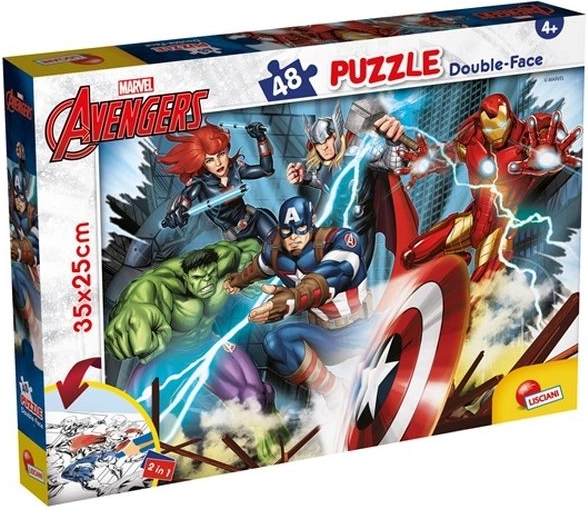 Lisciani Marvel Avengers dobbeltsidet puslespil 48 brikker