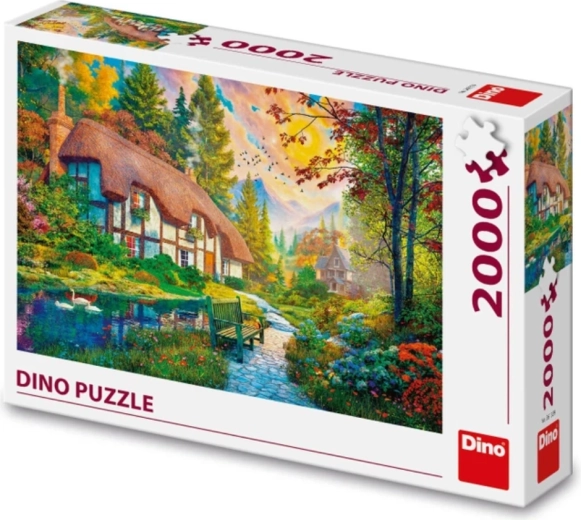 Smukt motiv af hus ved floden