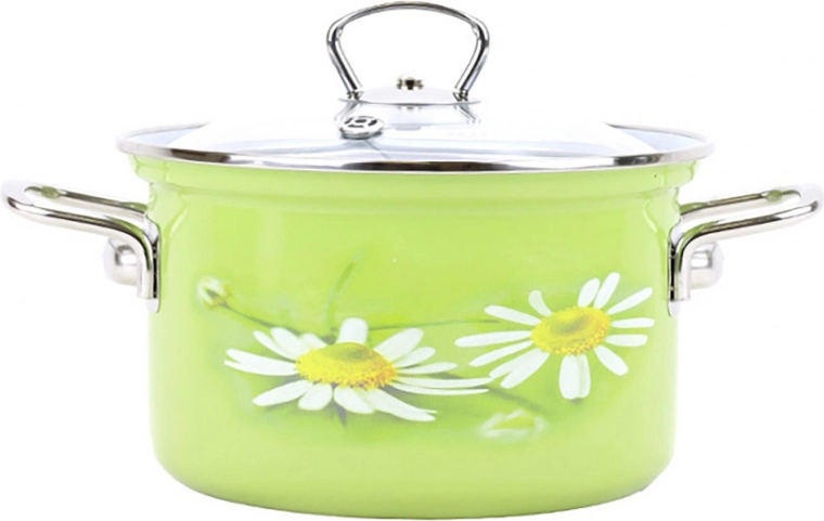 Emaljeret gryde BELIS DAISY 20 cm med glaslåg, 3,6 l