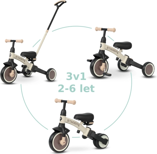 Qplay trehjulet cykel Stager 3i1 brun