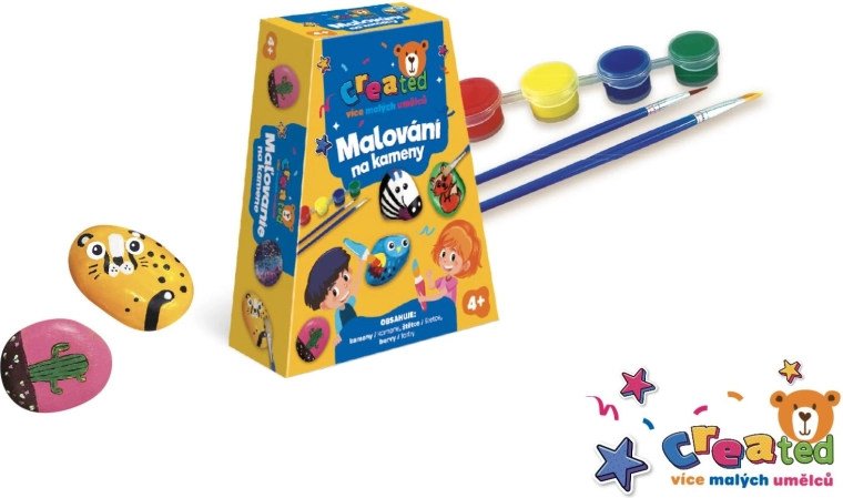 Kreativt sæt til maling på sten med farver og pensler