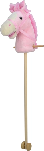 Lyserød barnevogn på stang med lyd og aftagelig træstang
