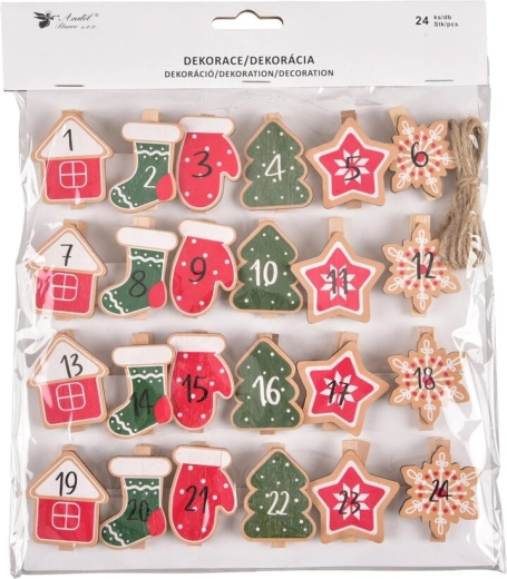 Træklemmer til adventskalender (24 stk.)