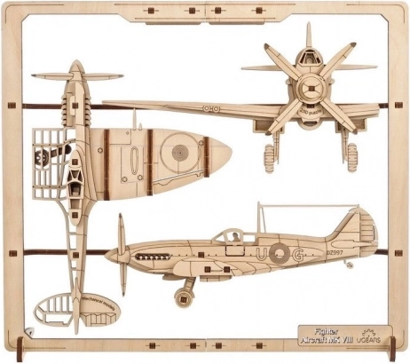 Ugears træ mekanisk puslespil Jagerfly