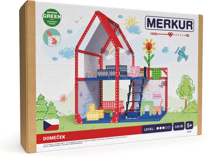 Merkur metal dukkehus, 345 dele (39 × 34 × 25 cm)