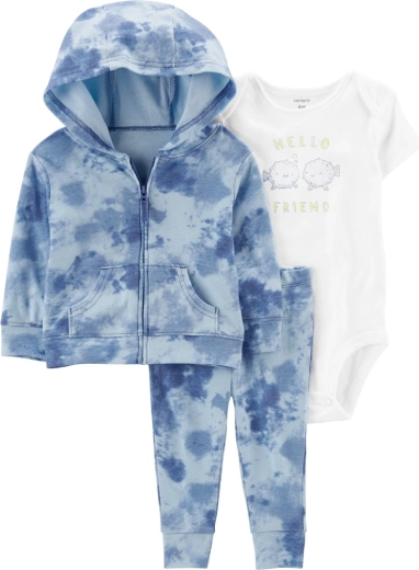 Carter's 3-delt sæt til baby Blue Ocean – sweatshirt, bukser og kortærmet body