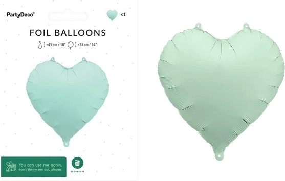 Folieballon hjerte 45 cm mat grøn
