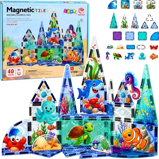 Magnetiske byggeklodser med havdyr Ocean 40 stk.