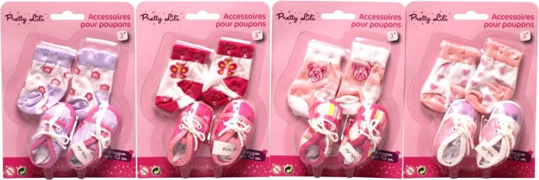 sokker og sko til dukker 38–43 cm