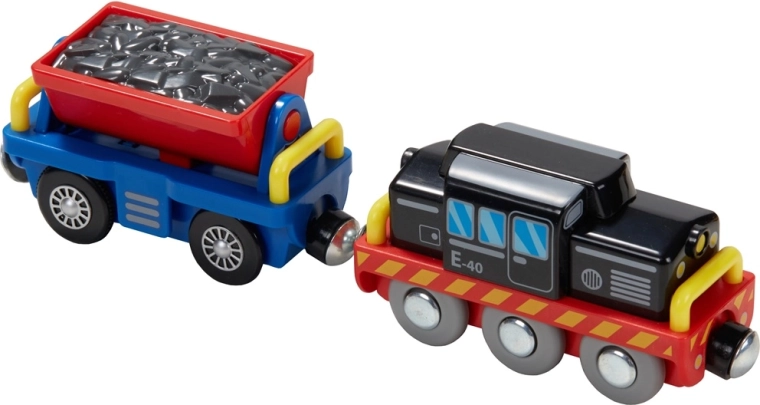 Realistisk lokomotiv med godsvogne