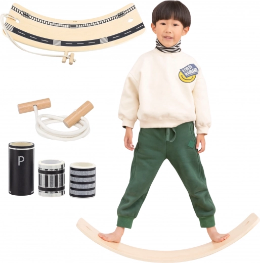 Træ-balancebræt Viga med reb og vej