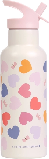 A Little Lovely Company rustfri drikkeflaske 500 ml med hjerte-motiv