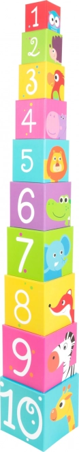 Small foot farvede stableklodser med dyr 1–10