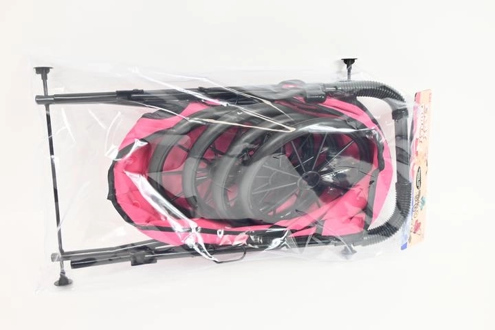 Klassisk dyb dukkevogn med store hjul, pink