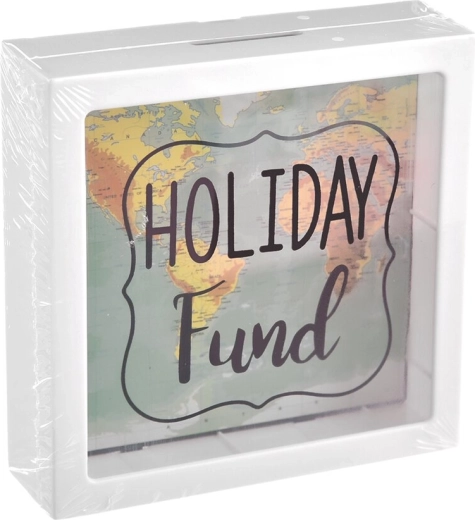 Sparebøsse i UH-plast med verdenskortmotiv Holiday 15 × 5 × 15 cm