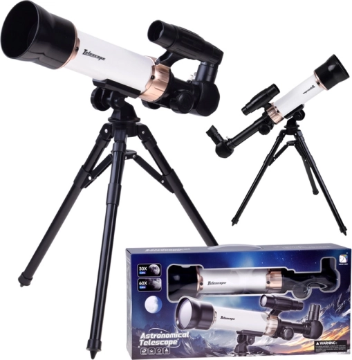Astronomisk teleskop til børn 30x/60x med stativ og sigtekikkert