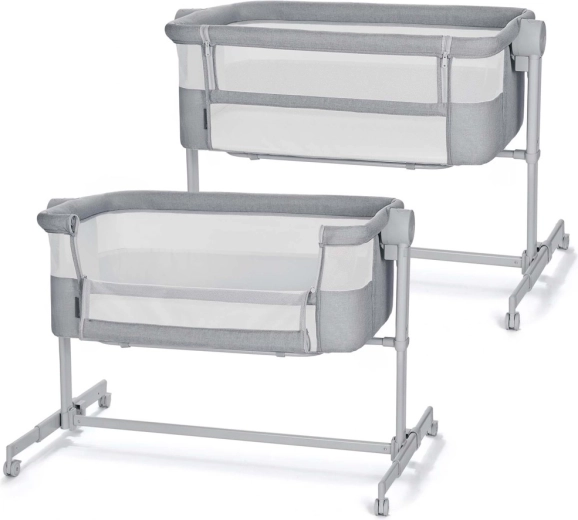 Kinderkraft Nestee up 2 bedside-seng 2-i-1 full light grey