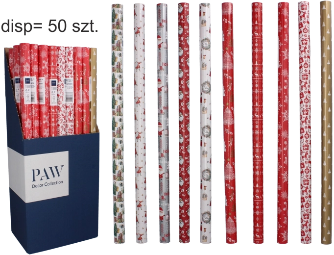 Dekorativt julegavepapir 200 × 70 cm, mix af motiver