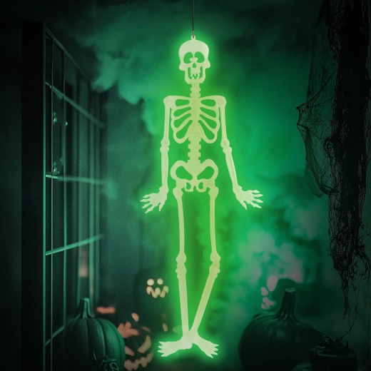 Fosforescerende Halloween-dekoration – skelet 90 × 40 cm