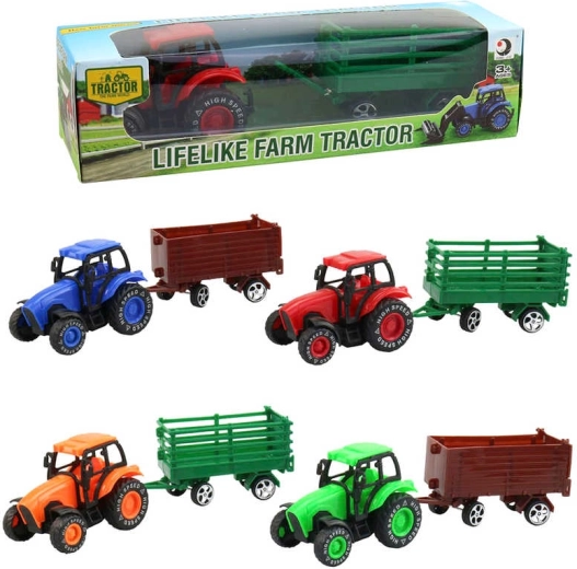 Landbrugstraktor med trailer 9 cm i æske - 1 stk.