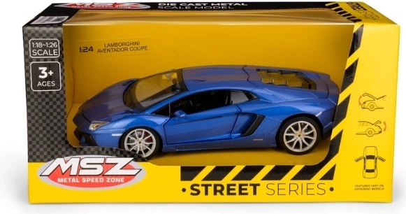MSZ Lamborghini Aventador Coupé i størrelsesforholdet 1:24, blå
