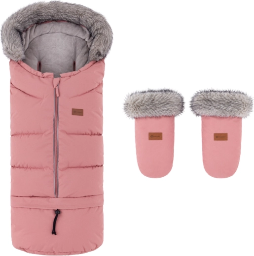Petite&Mars vintersæt fodpose Arctic 4i1 + barnevognshandsker Fjora old rose