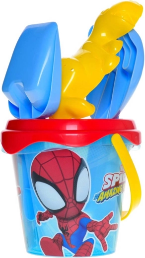 Sandlegesæt Spider-Man med gennemsigtig spand, si og redskaber