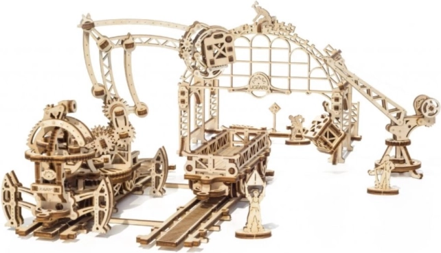 Ugears træmekanisk puslespil Mechanical Town jernbaneterminal