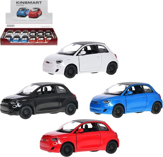 Kinsmart metalmodelbil Fiat 500e 1:28 med pull-back - 1 stk.