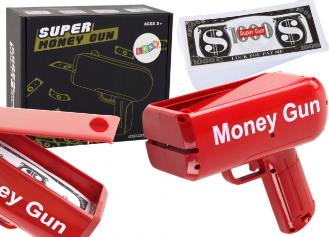 Skydende Money Gun – rød party-seddelskyder