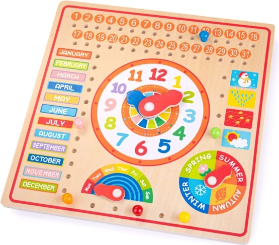 Bigjigs Toys trækalender med ur