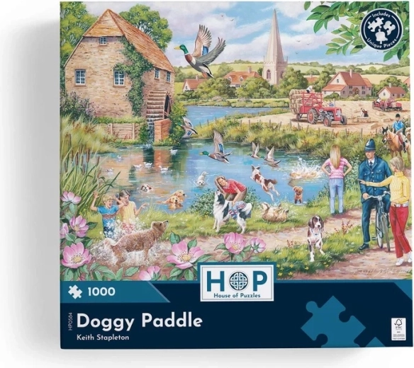 Malerisk motiv med hundesvømning