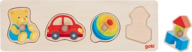 Træpuslespil med knopper Mine legetøj Goki