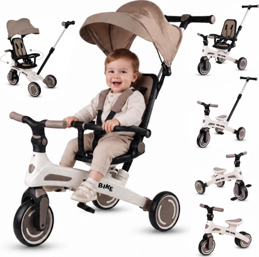 Børnetrehjulet Tiny Bike 5-i-1, der vokser med barnet – Brun