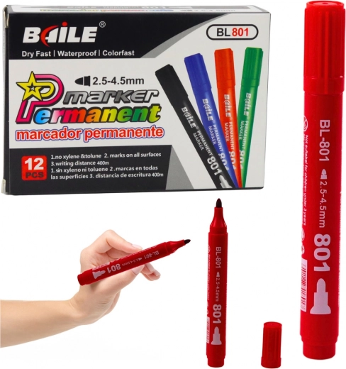 permanent vandtæt rød marker 2,5–4,5 mm