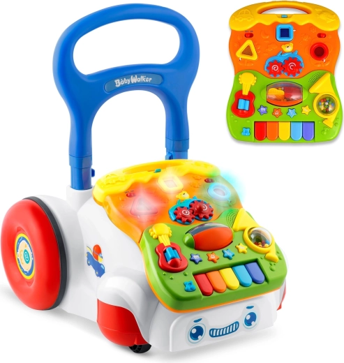 Gåvogn og interaktivt 2-i-1 panel med musik RICOKIDS hvid