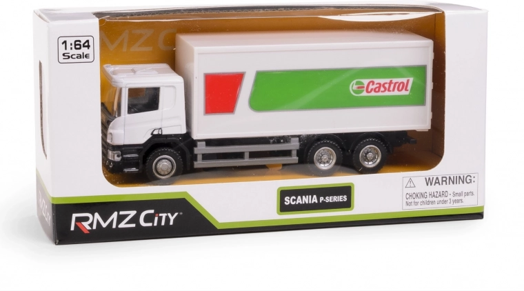 Metalmodel af lastbil SCANIA CASTROL 1:64 med pull-back drev